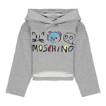 Moschino Felpa Chiusa con Cappuccio tinta unita con Stampe Grigio per Bambina HDF06I GRIGIO MOSCHINO 