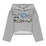 Moschino Felpa Chiusa con Cappuccio tinta unita con Stampe Grigio per Bambina HDF06I GRIGIO MOSCHINO 