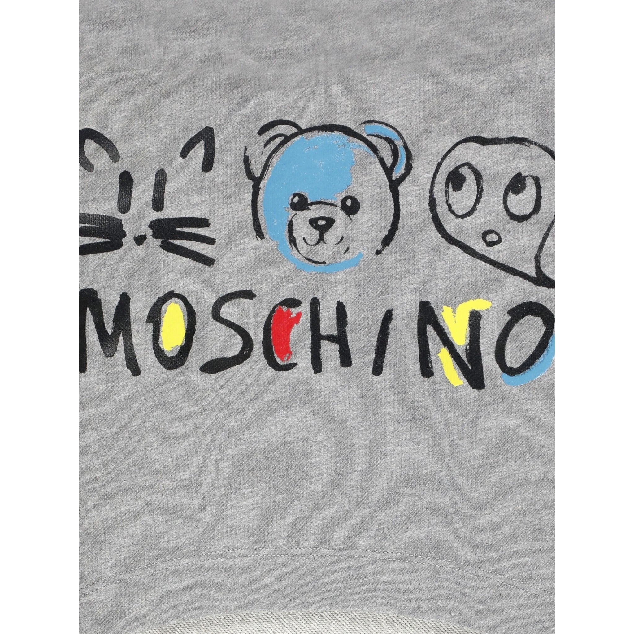 Moschino Felpa Chiusa con Cappuccio tinta unita con Stampe Grigio per Bambina HDF06I GRIGIO MOSCHINO 