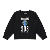 Moschino Felpa Chiusa Girocollo tinta unita con Stampe Nero per Bambina HDF06L NERO MOSCHINO 