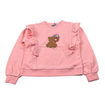 Moschino Felpa Chiusa Girocollo tinta unita con Stampa Rosa per Bambina HDF06W ROSA MOSCHINO 
