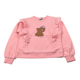 Moschino Felpa Chiusa Girocollo tinta unita con Stampa Rosa per Bambina HDF06W ROSA MOSCHINO 
