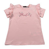 Moschino T-Shirt Girocollo tinta unita con Logo Rosa per Bambina HDM079 ROSA MOSCHINO 