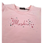 Moschino T-Shirt Girocollo tinta unita con Logo Rosa per Bambina HDM079 ROSA MOSCHINO 