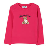 Moschino Shirt Girocollo tinta unita con Stampa Fuxia per Bambina HDO010 FUXIA MOSCHINO 