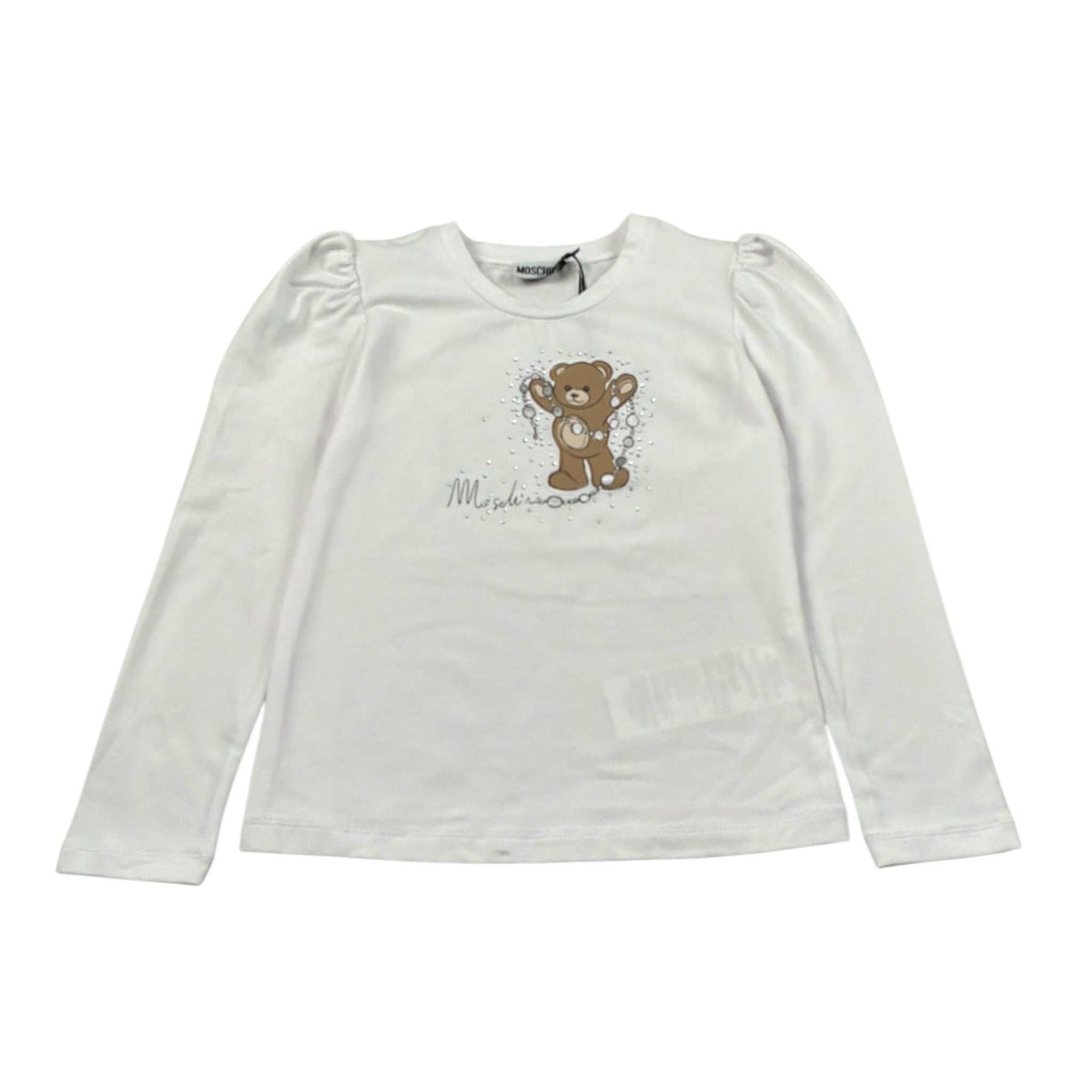 Moschino Shirt Girocollo tinta unita con Logo Bianco per Bambina HDO014 BIANCO MOSCHINO 