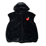 Moschino Pelliccia Smanicata tinta unita con Cappuccio Nero per Bambina HDS059 NERO MOSCHINO 