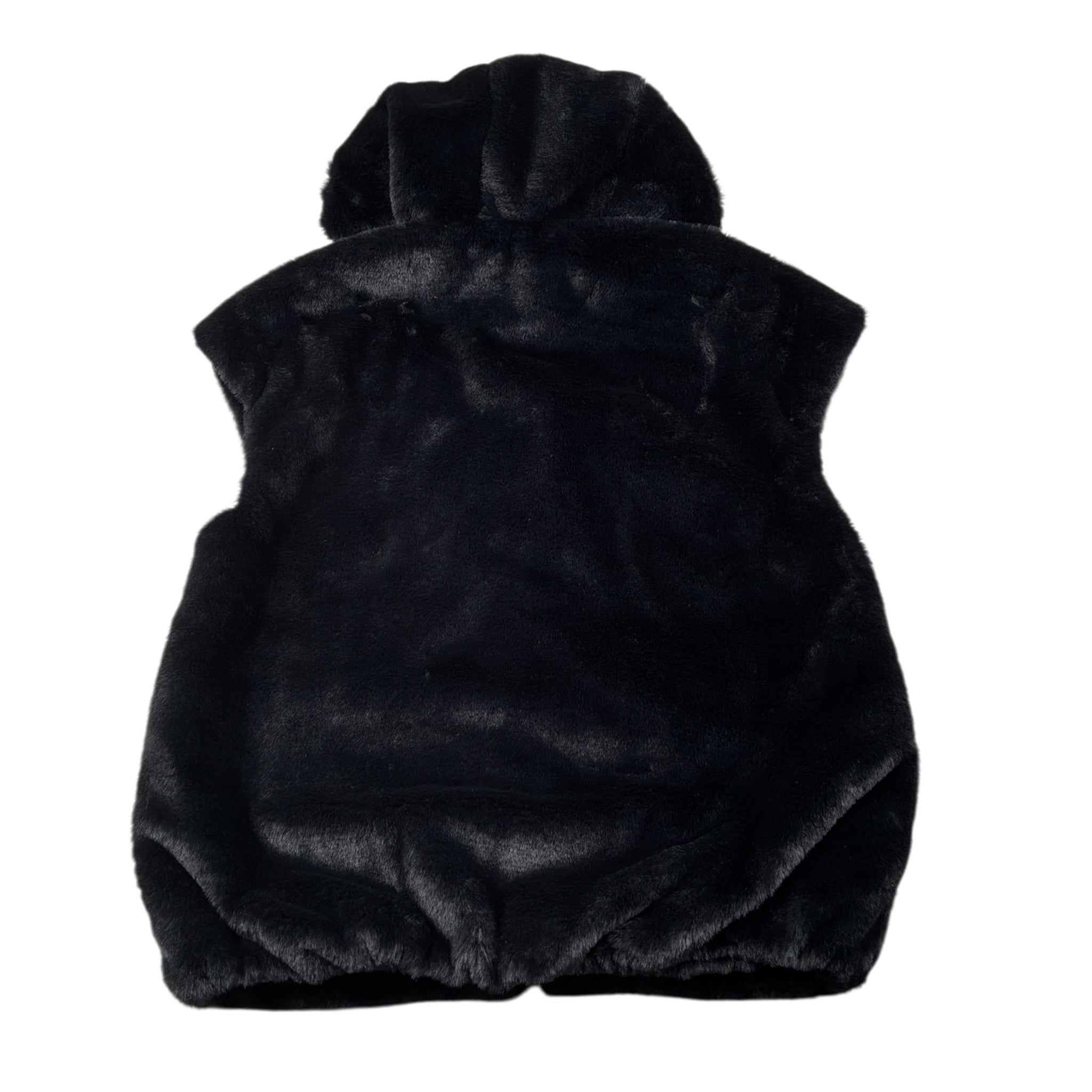 Moschino Pelliccia Smanicata tinta unita con Cappuccio Nero per Bambina HDS059 NERO MOSCHINO 