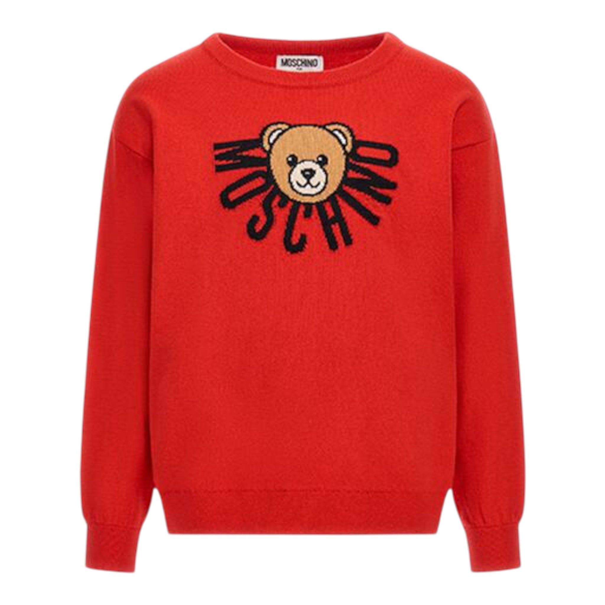 Moschino Maglia Girocollo tinta unita con Logo Rosso per Bambino HDV0GZ ROSSO MOSCHINO 