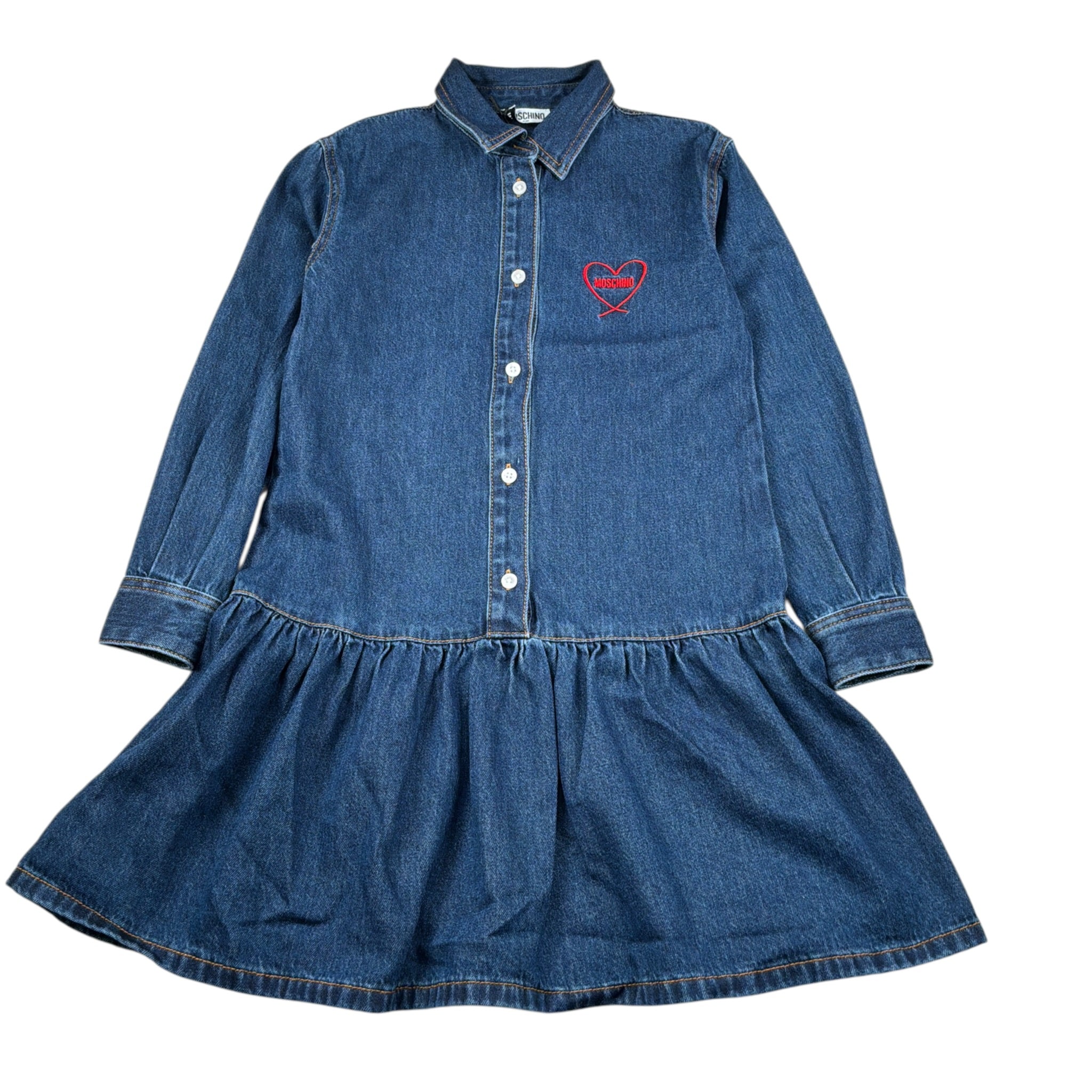 Moschino Abito Manica Lunga tinta unita In Denim Blu per Bambina HDV0I4 BLU MOSCHINO 