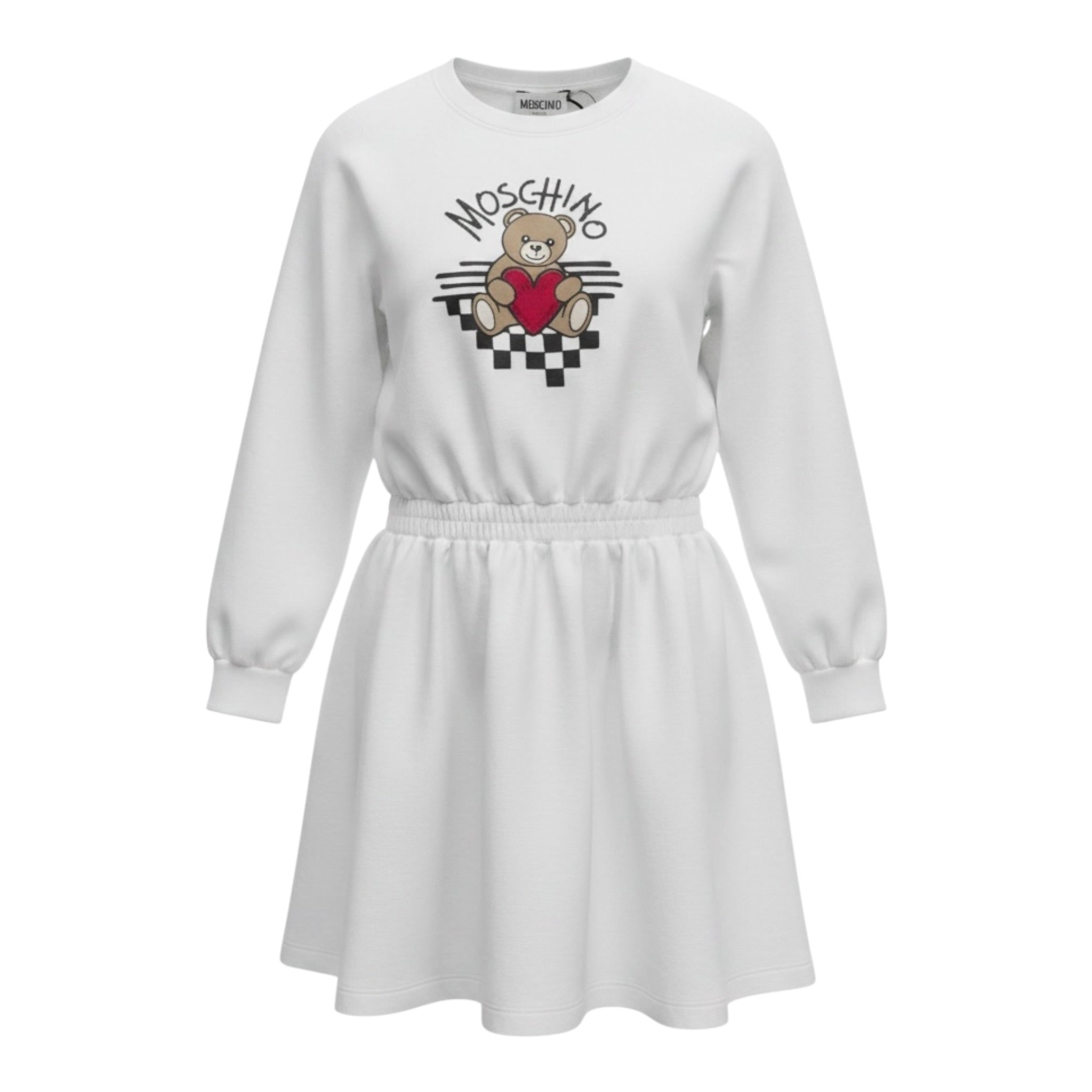 Moschino Abito Modello Felpa tinta unita con Stampa Bianco per Bambina HDV0I6 BIANCO MOSCHINO 