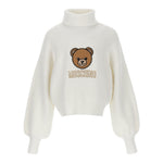 Moschino Maglia Collo Alto tinta unita con Stampa Panna per Bambina HDW02A PANNA MOSCHINO 
