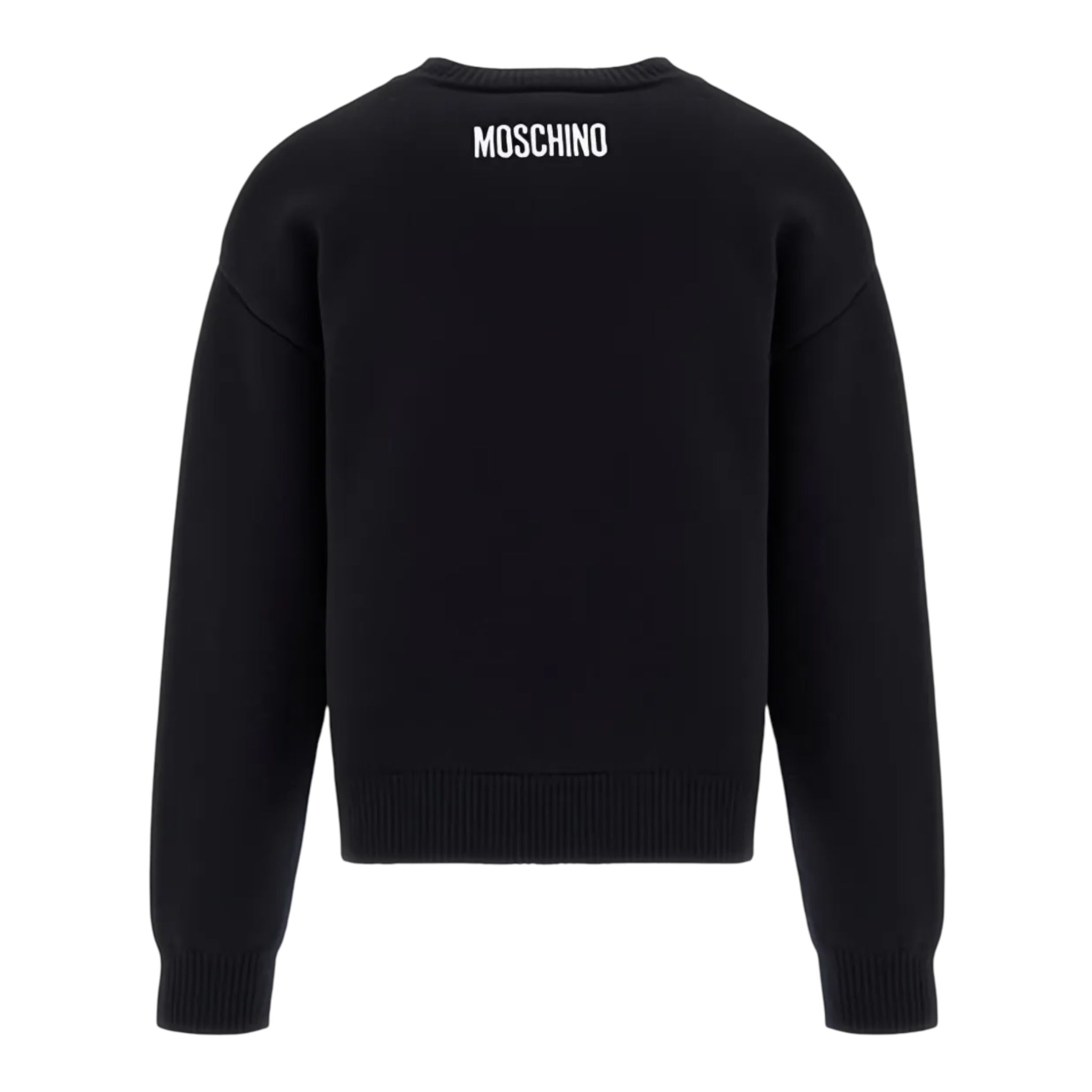 Moschino Maglia Girocollo tinta unita con Stampa Nero per Bambino HDW02E NERO MOSCHINO 