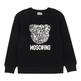 Moschino Felpa Chiusa Girocollo tinta unita con Stampa Nero per Bambina HMF099X NERO MOSCHINO 