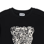 Moschino Felpa Chiusa Girocollo tinta unita con Stampa Nero per Bambina HMF099X NERO MOSCHINO 