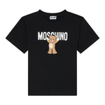 Moschino T-Shirt Girocollo tinta unita con Logo Nero per Bambino HMM05G NERO MOSCHINO 