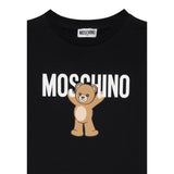 Moschino T-Shirt Girocollo tinta unita con Logo Nero per Bambino HMM05G NERO MOSCHINO 