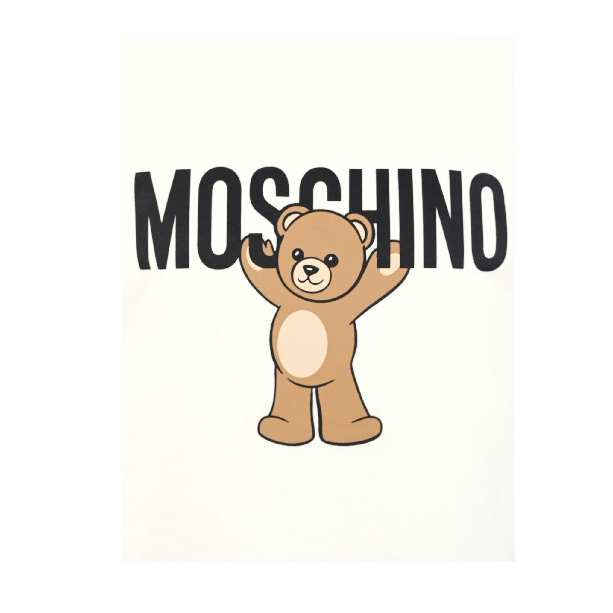 Moschino T-Shirt Girocollo tinta unita con Logo Panna per Bambino HMM05G PANNA MOSCHINO 