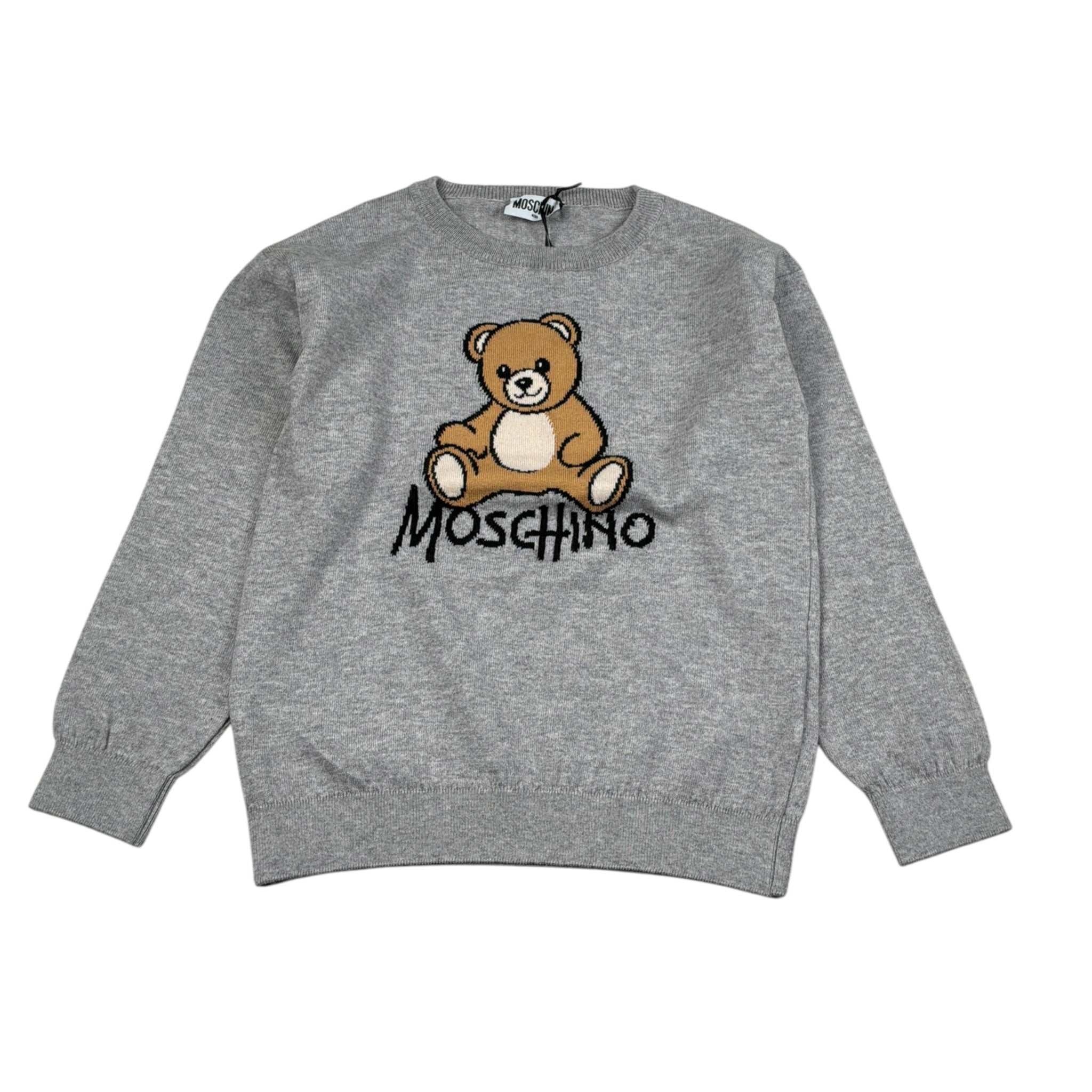 Moschino Maglia tinta unita Girocollo con Stampa Grigio per Bambino HMW01A GRIGIO MOSCHINO 
