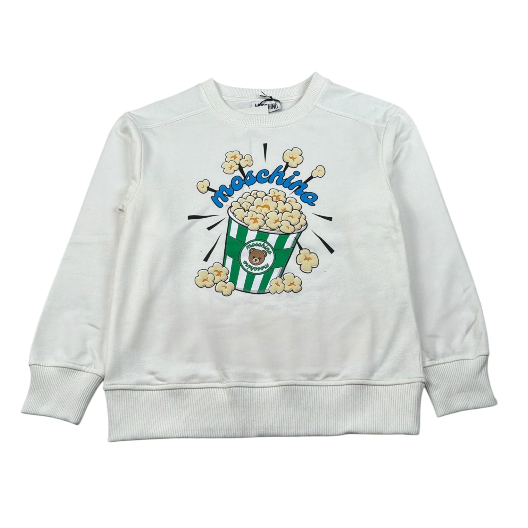 Moschino Felpa Chiusa Girocollo tinta unita con Logo Panna per Bambino HNF099 PANNA MOSCHINO 