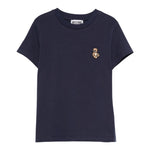 Moschino T-Shirt Girocollo tinta unita con Logo Blu per Bambino HRM058 BLU MOSCHINO 