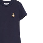 Moschino T-Shirt Girocollo tinta unita con Logo Blu per Bambino HRM058 BLU MOSCHINO 