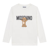 Moschino Shirt Girocollo tinta unita con Logo Bianco per Bambino HTO00J BIANCO MOSCHINO 