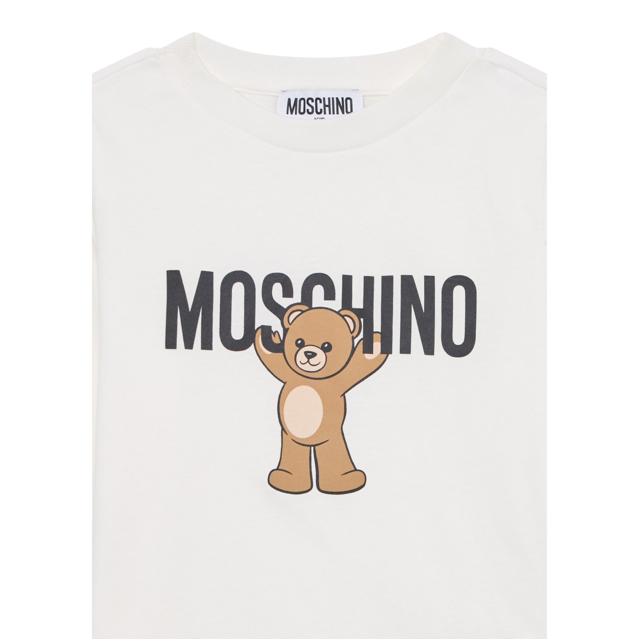 Moschino Shirt Girocollo tinta unita con Logo Bianco per Neonato HTO00JN BIANCO MOSCHINO 