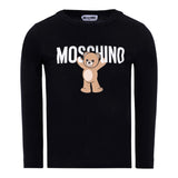 Moschino Shirt Girocollo tinta unita con Logo Nero per Bambino HTO00J NERO MOSCHINO 