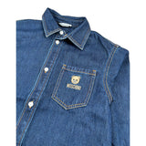 Moschino Camicia In Denim tinta unita con Logo Blu per Bambina HUC021 BLU MOSCHINO 