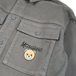 Moschino Camicia In Denim tinta unita con Logo Grigio per Bambino HUC02O GRIGIO MOSCHINO 