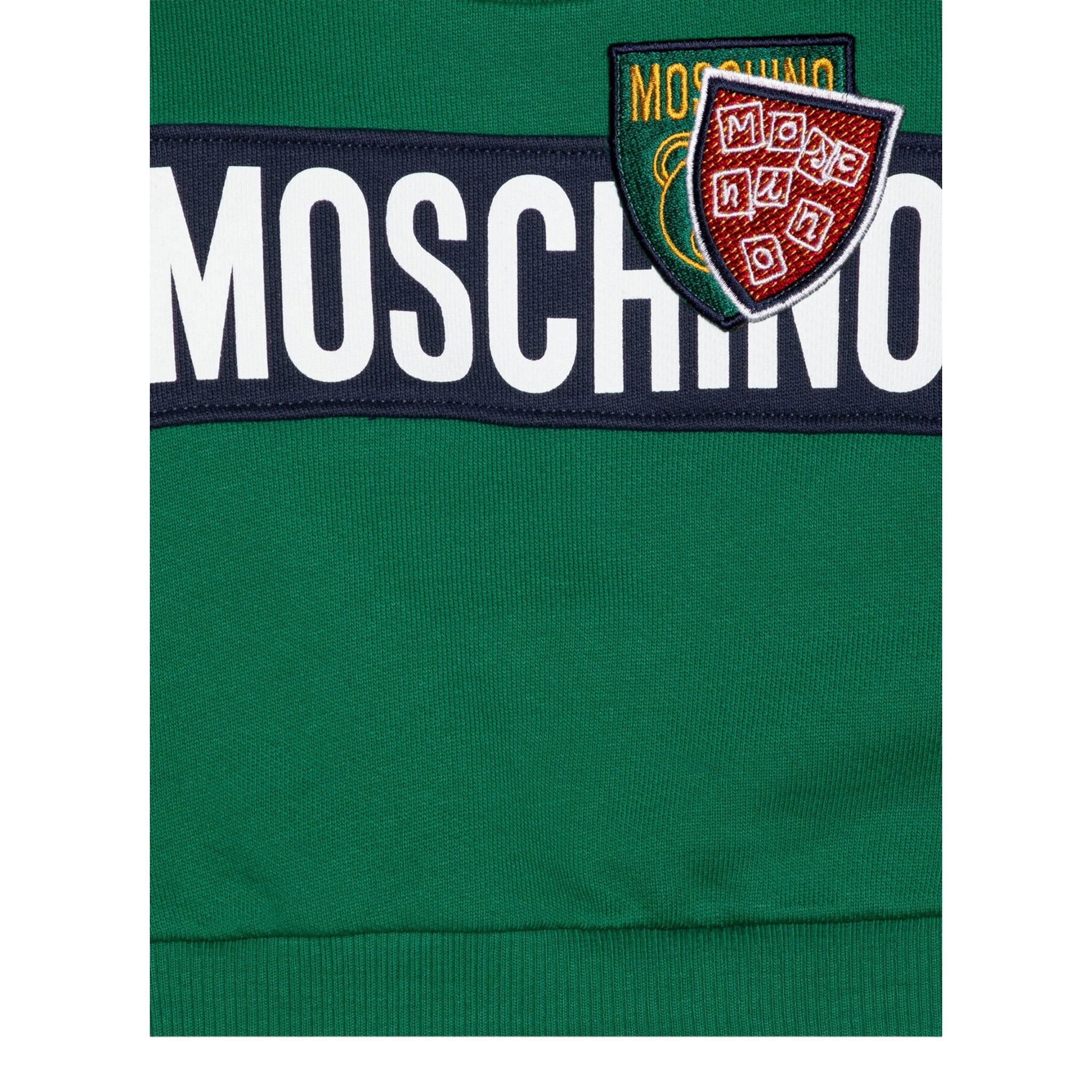 Moschino Felpa Chiusa Girocollo tinta unita con Logo Verde per Bambino HUF08O VERDE MOSCHINO 