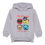 Moschino Felpa Chiusa con Cappuccio tinta unita con Stampe Grigio per Bambino HUF09D GRIGIO MOSCHINO 