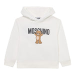 Moschino Felpa Chiusa con Cappuccio tinta unita con Logo Panna per Bambino HUF09F PANNA MOSCHINO 