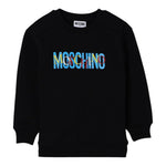 Moschino Felpa Chiusa Girocollo tinta unita con Stampa Nero per Bambino HUF09J NERO MOSCHINO 
