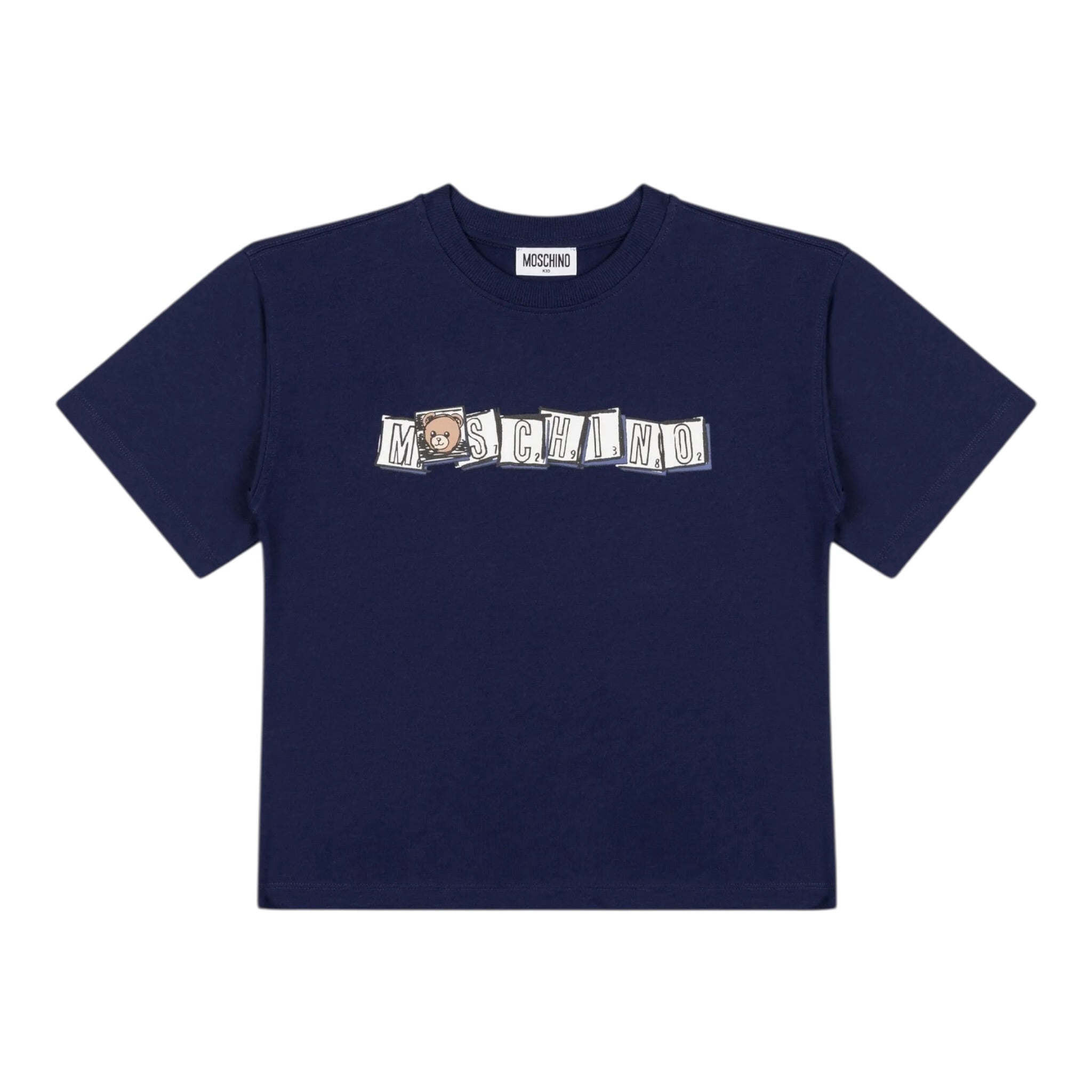 Moschino T-Shirt Girocollo tinta unita Blu per Bambino HUM05F BLU MOSCHINO 