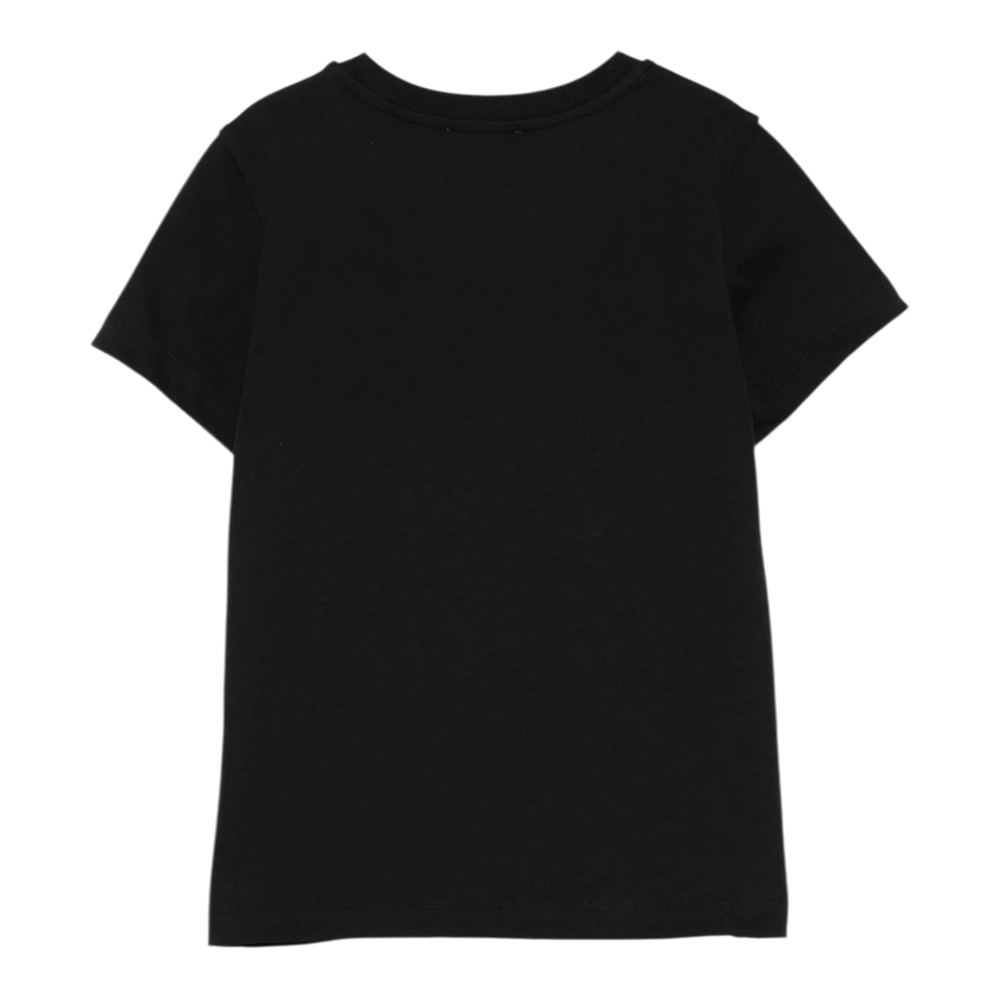 Moschino T-Shirt Girocollo tinta unita con Stampa Nero per Bambino HUM05I NERO MOSCHINO 