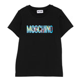 Moschino T-Shirt Girocollo tinta unita con Stampa Nero per Bambino HUM05I NERO MOSCHINO 