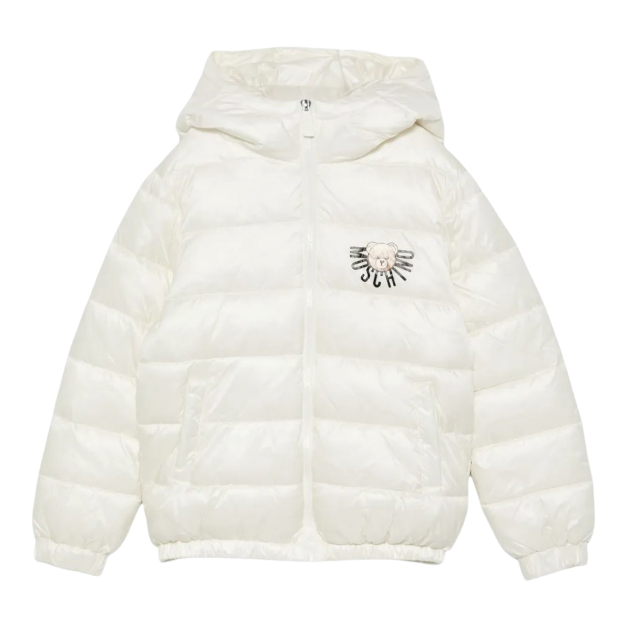 Moschino Giubbino tinta unita con Zip E Cappuccio Panna per Bambina HUS05F PANNA MOSCHINO 