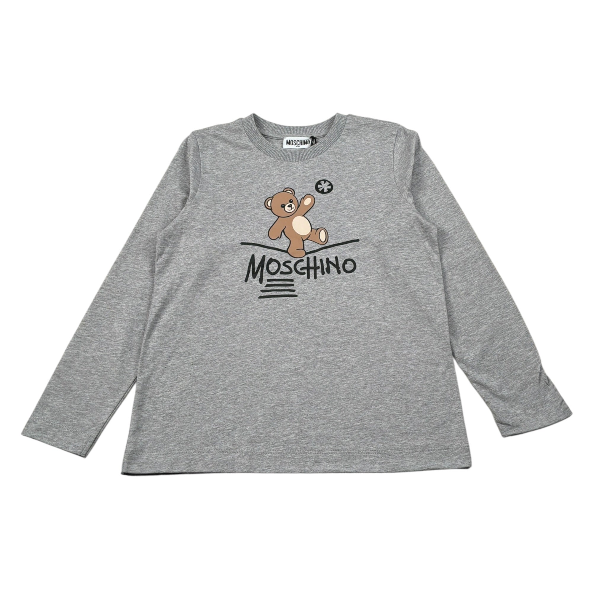 Moschino Shirt Girocollo tinta unita con Logo Grigio per Bambino HZO00J GRIGIO MOSCHINO 