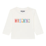 Moschino Shirt Girocollo tinta unita con Logo Bianco per Bambino M5O00R BIANCO MOSCHINO 