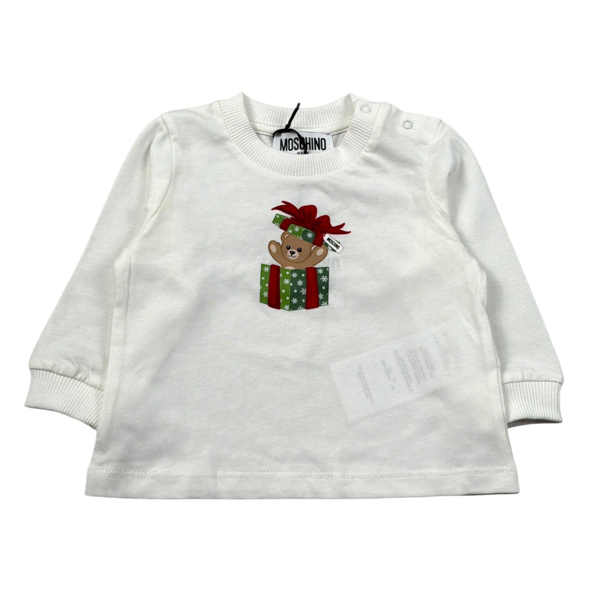 Moschino Shirt Girocollo tinta unita con Logo Bianco per Neonato M6K02F BIANCO MOSCHINO 