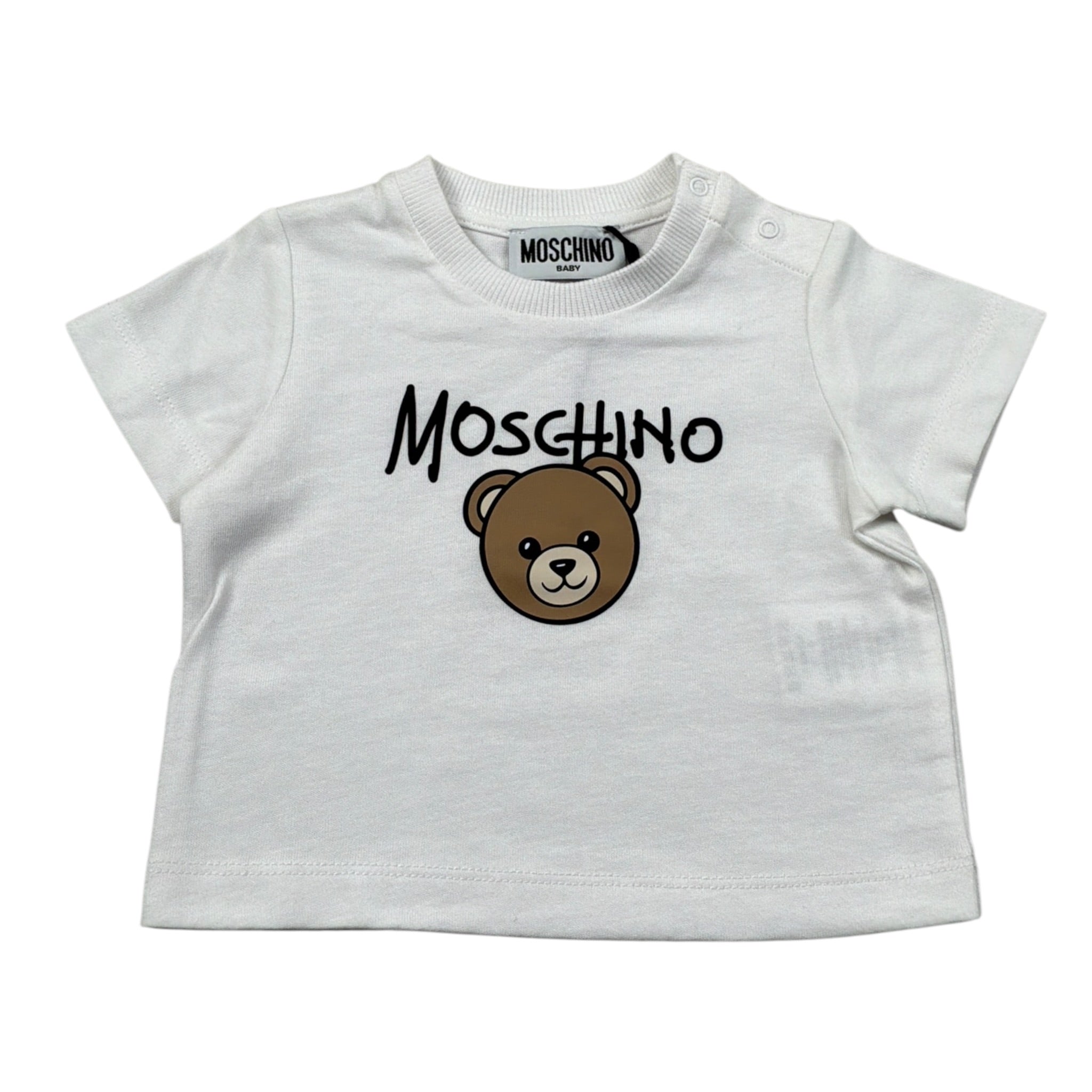 Moschino T-Shirt Girocollo tinta unita con Logo Bianco per Neonato M6M047 BIANCO MOSCHINO 
