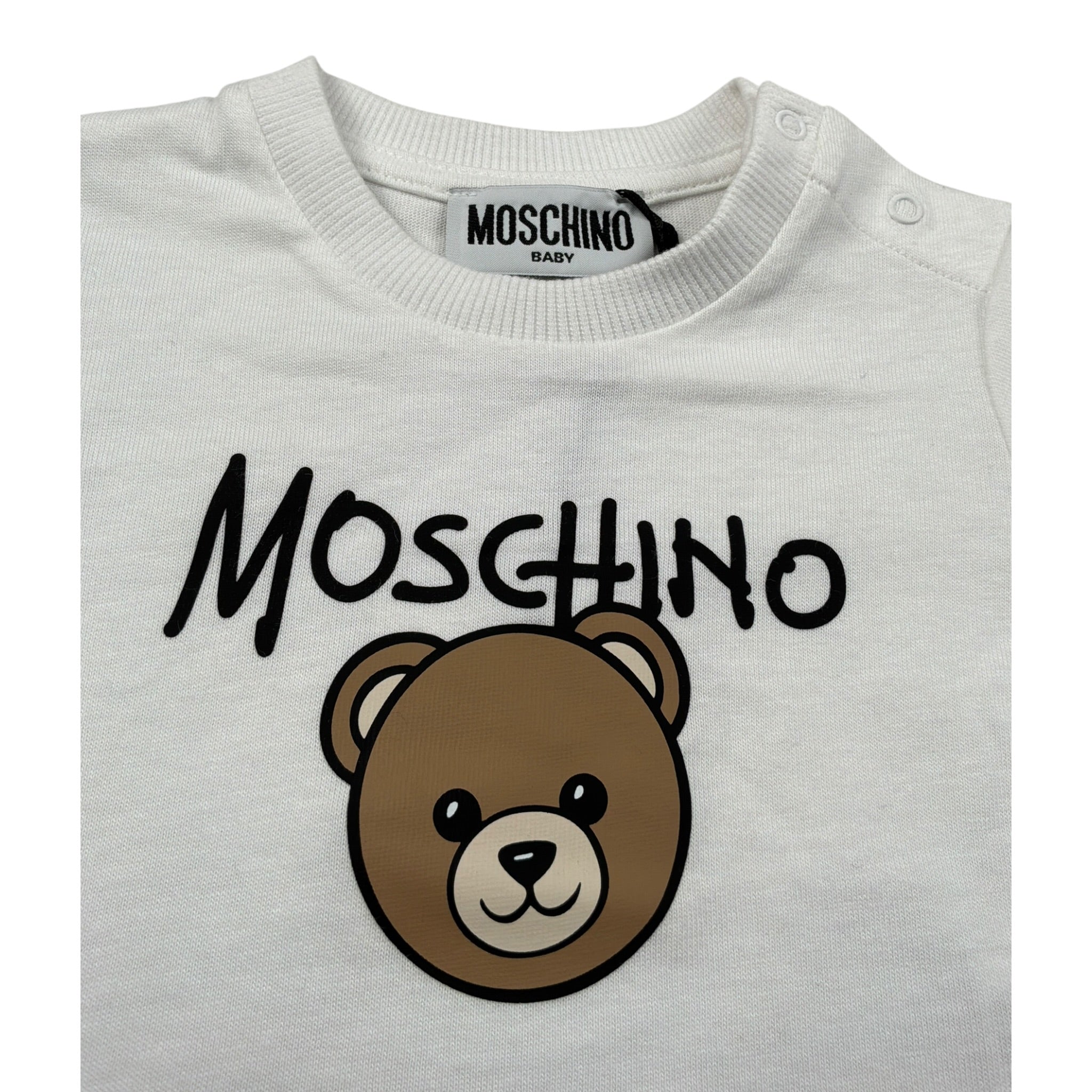 Moschino T-Shirt Girocollo tinta unita con Logo Bianco per Neonato M6M047 BIANCO MOSCHINO 