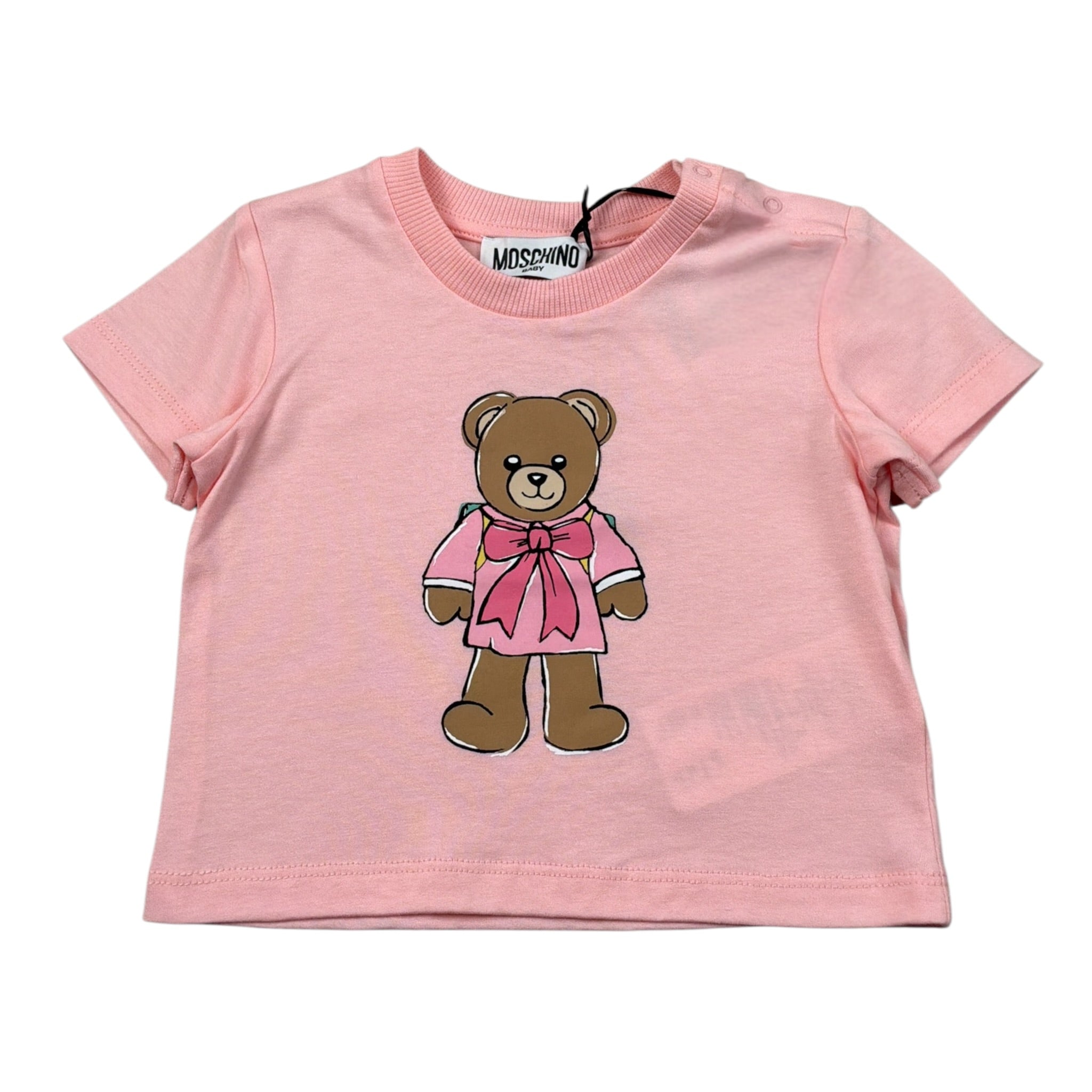 Moschino T-Shirt tinta unita con Stampa Rosa per Neonata M7M047 ROSA MOSCHINO 