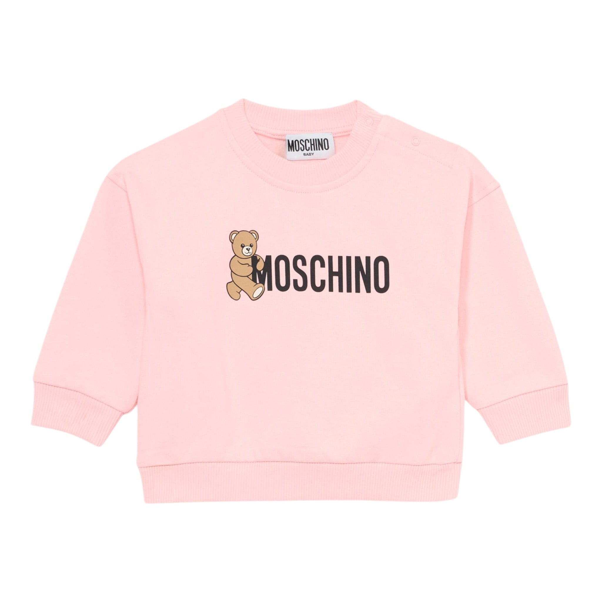 Moschino Felpa Chiusa Girocollo tinta unita con Logo Rosa per Neonata M8F03QA ROSA MOSCHINO 