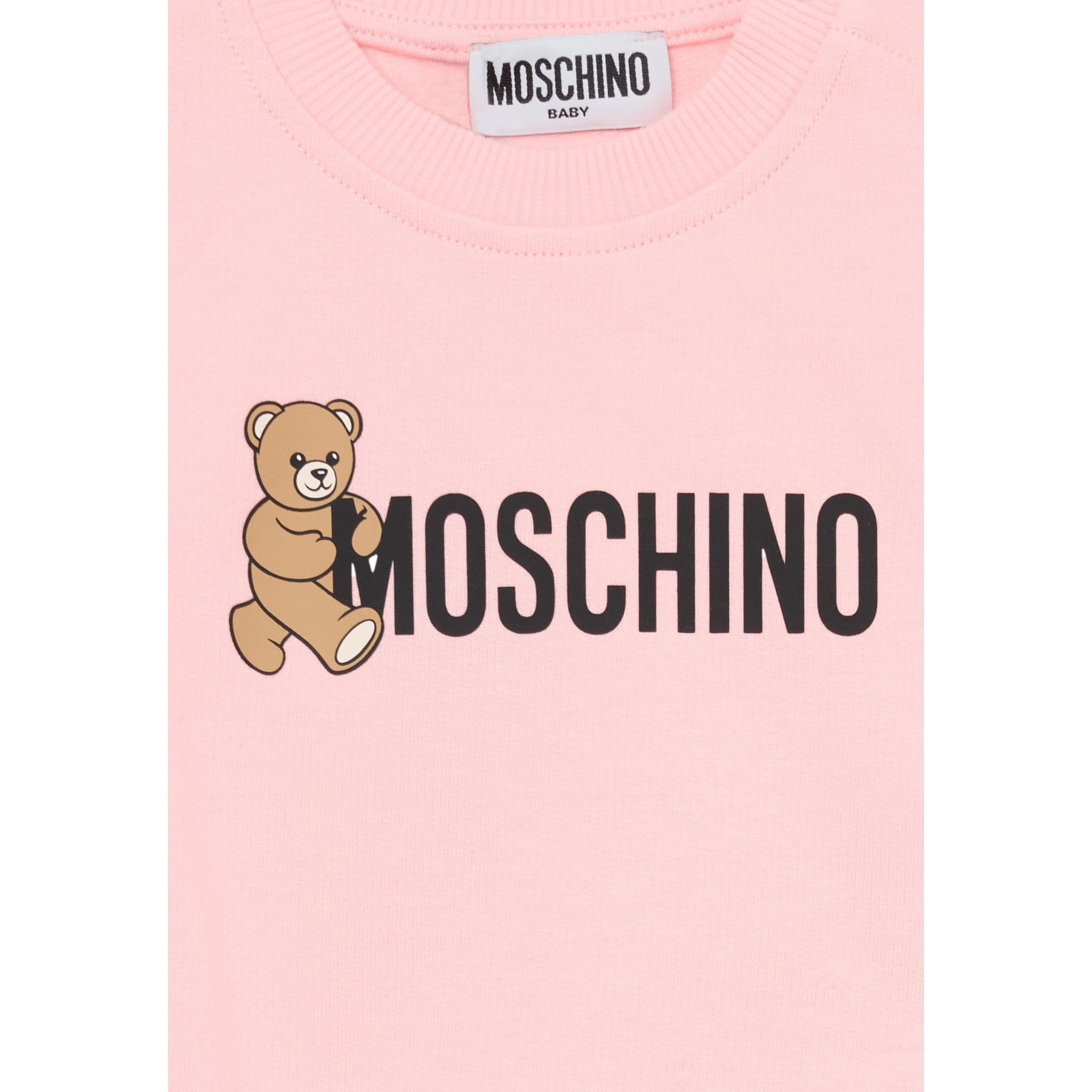 Moschino Felpa Chiusa Girocollo tinta unita con Logo Rosa per Neonata M8F03QA ROSA MOSCHINO 