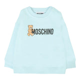 Moschino Felpa Chiusa Girocollo tinta unita con Logo Azzurro per Neonato M8F03Q AZZURRO MOSCHINO 