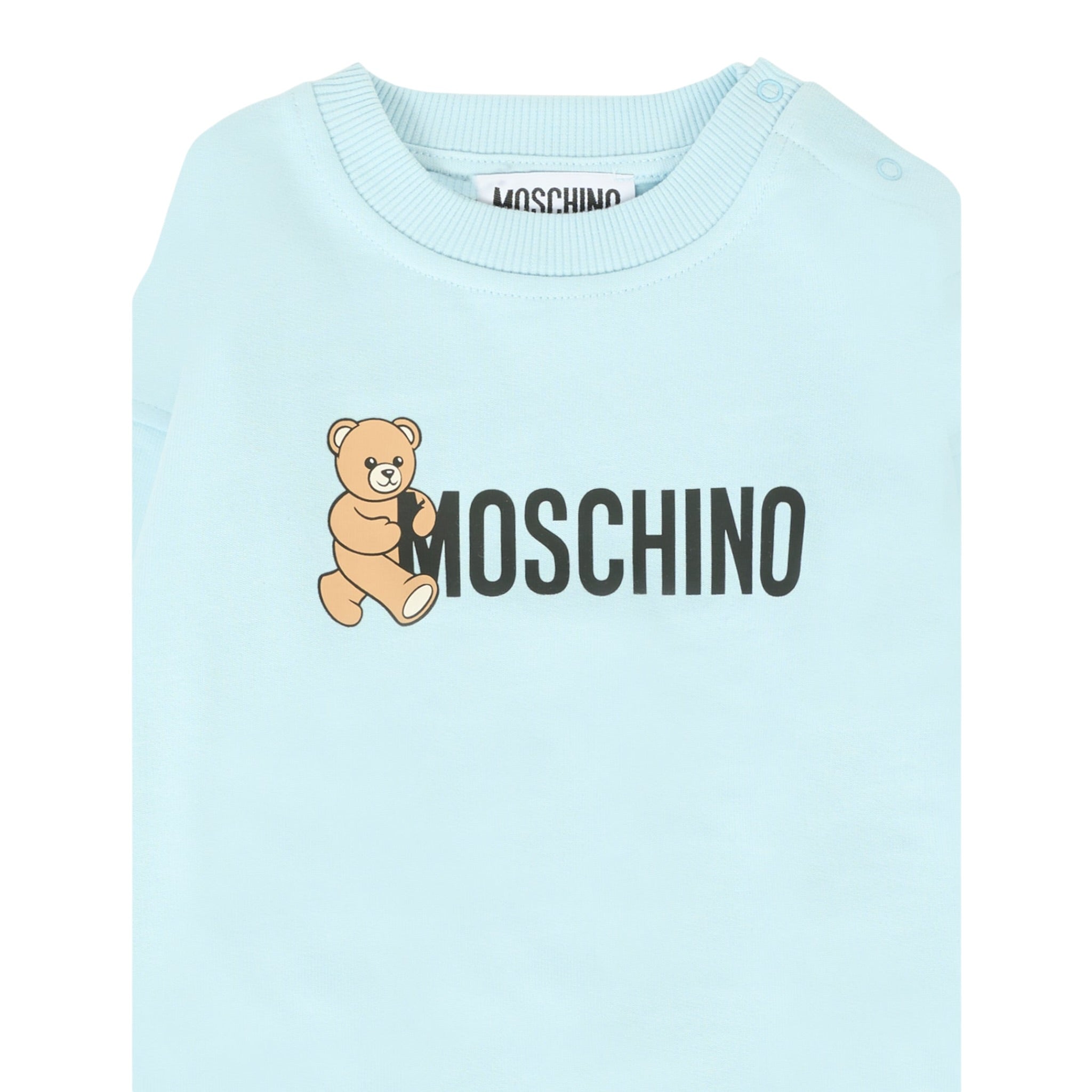 Moschino Felpa Chiusa Girocollo tinta unita con Logo Azzurro per Neonato M8F03QX AZZURRO MOSCHINO 