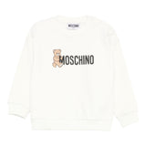Moschino Felpa Chiusa Girocollo tinta unita con Logo Panna per Neonato M8F03QXX PANNA MOSCHINO 